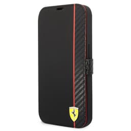 Ferrari iPhone 14 Pro Etui Carbon Effect Metal Logo Sort