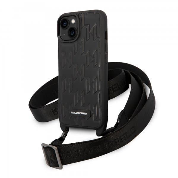 Karl Lagerfeld iPhone 14 Cover Crossbody Strap Sort