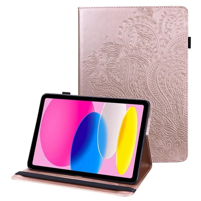 Apple iPad 10.9 2022 Vikbart fodral korthållare Blommor - Rose Gold