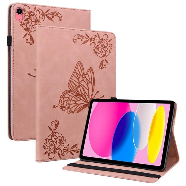 Apple iPad 10.9 2022 Vikbart fodral korthållare Fjäril - Rosa
