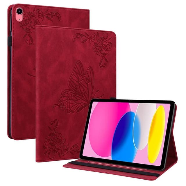 Apple iPad 10.9 2022 Vikbart fodral korthållare Fjäril - Röd