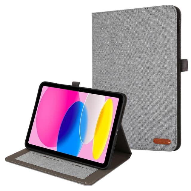 Apple iPad 10.9 2022 Vikbart fodral korthållare Tygtextur - Grå