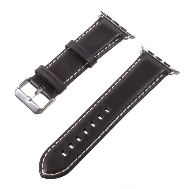 Vintage Äkta Läder Rem för Apple Watch 3/2/1 42mm - Svart