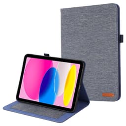 Apple iPad 10.9 2022 Vikbart fodral korthållare Tygtextur - Blå