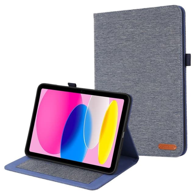 Apple iPad 10.9 2022 Vikbart fodral korthållare Tygtextur - Blå