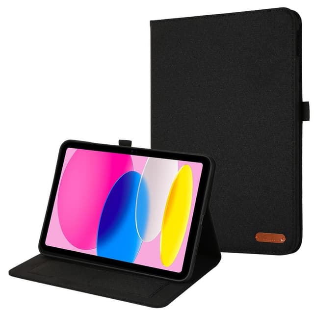 Apple iPad 10.9 2022 Sammenleggbart Veske Kortholder Stofftekstur - Svart