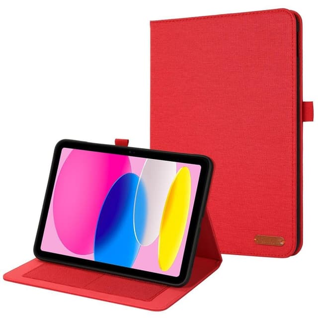 Apple iPad 10.9 2022 Vikbart fodral korthållare Tygtextur - Röd