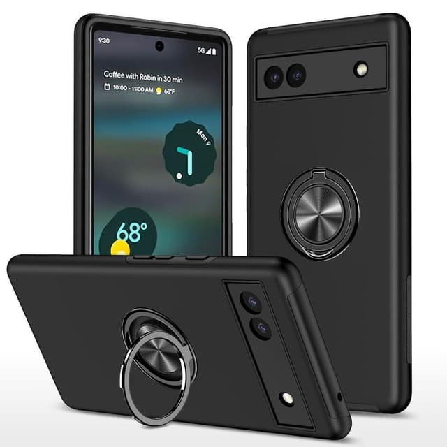 Till Pixel 6A Hybrid skal med Finger Ring - Svart