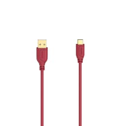 HAMA Kabel USB-C Flexi-Slim USB-A-USB-C Gull Rød 0,75m