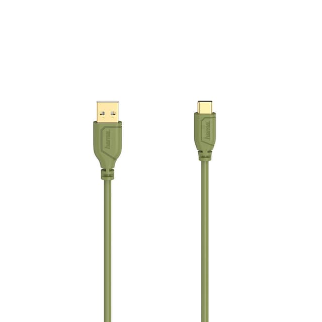 HAMA Kabel USB-C Flexi-Slim USB-A-USB-C Gull Grønn 0,75m