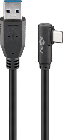 USB-C™ til USB-A 3.0-kabel, 90°, svart