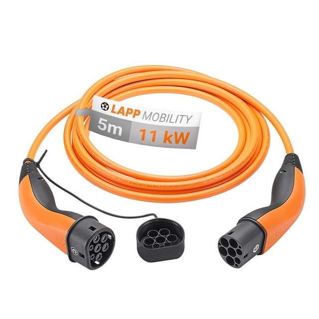 Type 2 opladningskabel, op til 11 kW, 5 m, orange