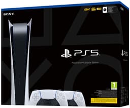 PlayStation 5 (PS5) Digital Edition pelikonsoli + 2 DualSense ohjainta