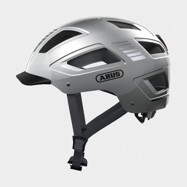 Abus Hyban 2.0 Signal Silver, Cykelhjälm Silver Large