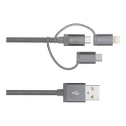 3-i-1 Micro/Type-C/Lightning-kabel, 1m