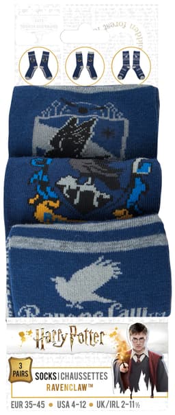 Hogwarts sett med 3 par sokker (Ravnklo)