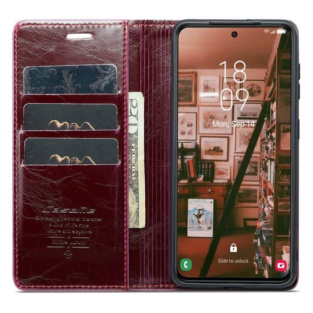 CaseMe Lompakkokotelo 3-kortti Samsung Galaxy S23 - Viininpunainen