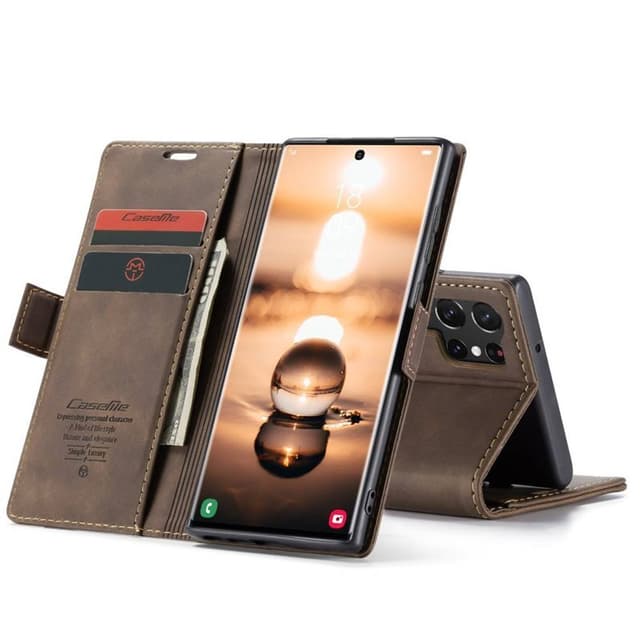 CaseMe Smart Magnet Flipdeksel Samsung Galaxy S23 Ultra - Coffee