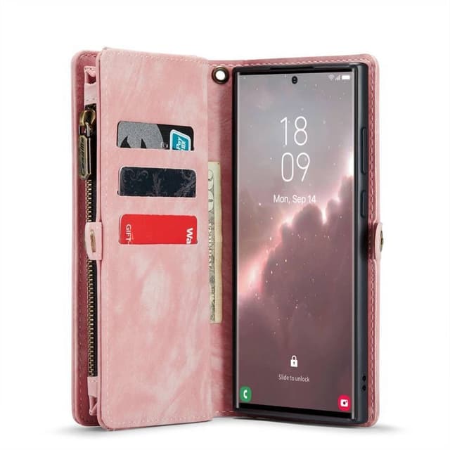 Multi Wallet CaseMe 11-kort Samsung Galaxy S23 Ultra - Lyserød