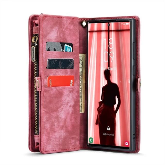 Multi Wallet CaseMe 11-kort Samsung Galaxy S23 Ultra - Rød