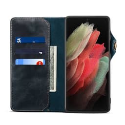 Mobil lommebok 3-korts ekte lær Samsung Galaxy S23 Ultra - Blå