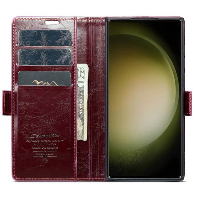 CaseMe Lompakkokotelo 3-kortti Samsung Galaxy S23 Ultra - Viininpunain