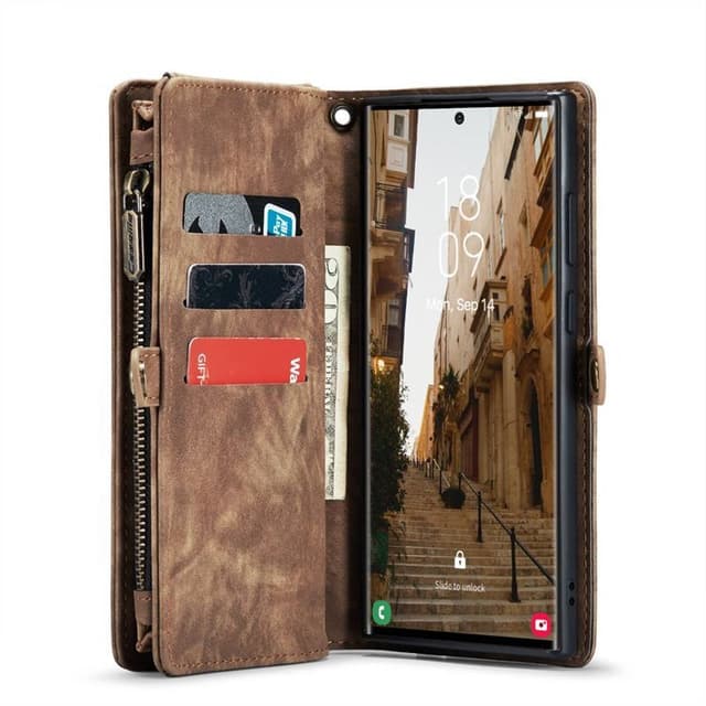 Multiplånbok CaseMe 11-kort Samsung Galaxy S23 Ultra - Brun