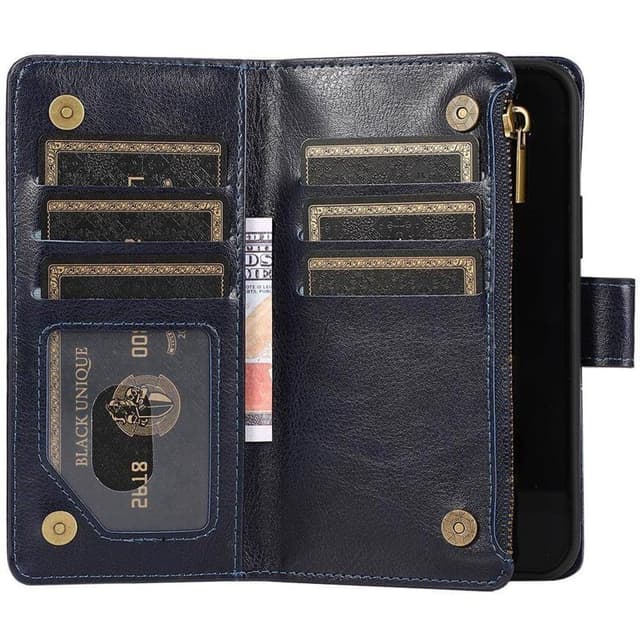Dubbelflip Zipper 9-kort Samsung Galaxy S23 Ultra - Blå