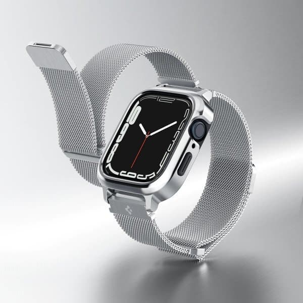 Spigen Apple Watch 40mm Skal med Armband Metal Fit Pro Silver