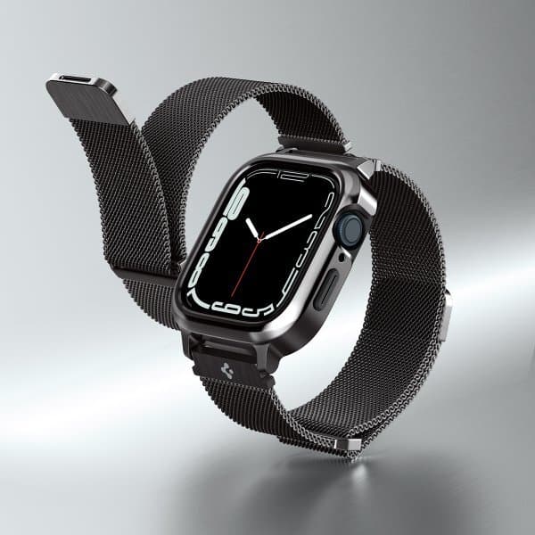Spigen Apple Watch 45mm Skal med Armband Metal Fit Pro Graphite