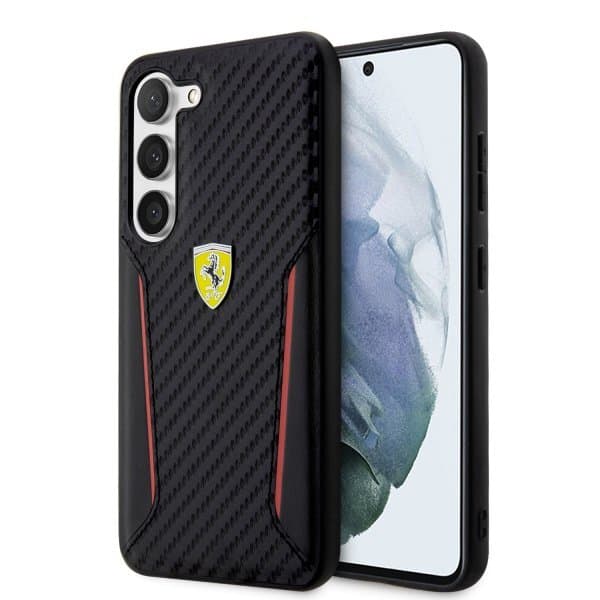 Ferrari Samsung Galaxy S23 Plus Deksel Carbon & Stripe Svart