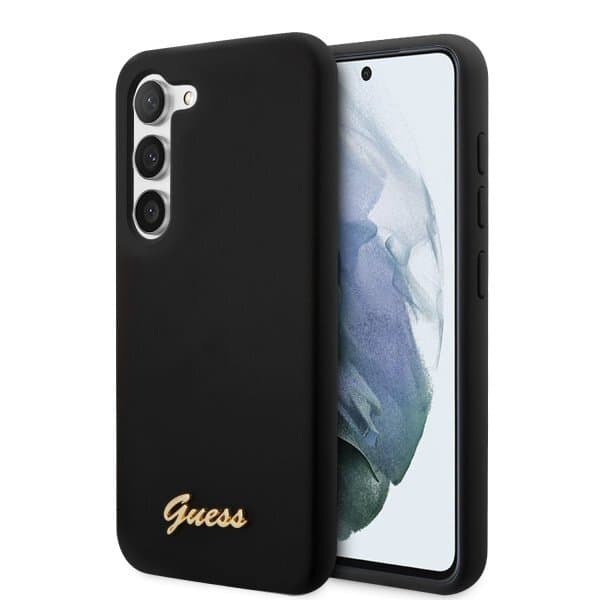 Guess Samsung Galaxy S23 Cover Liquid Silicone Metal Logo Sort