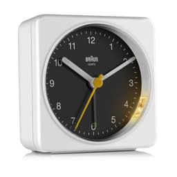 Braun firkantet vekkerklokke stillegående BC03WB