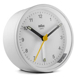 Braun rund stillegående vekkerklokke hvit BC12W