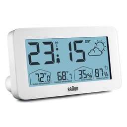 Braun radiostyrt vekkerklokke m/værvarsel og ute/inne temperatur hvit BC13WP-DCF