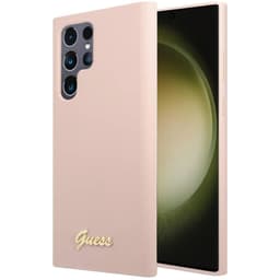 Guess silicone script metal logo Samsung Galaxy S23 Ultra - Rosa