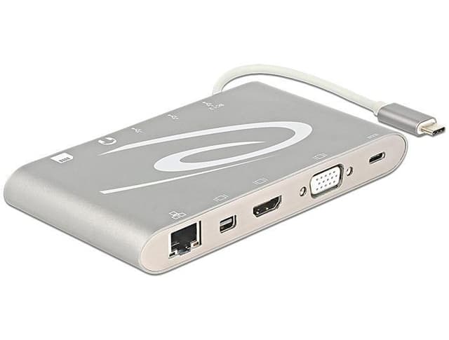 DeLock 87298 USB Type-C 3.1 dokkingstasjon 4K, sølvgrå