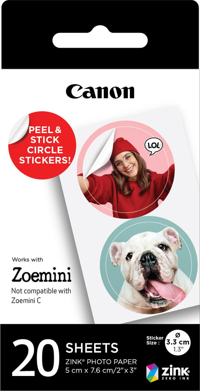 Canon ZINK 1.3-tums självhäftande fotopapper (20 pack)