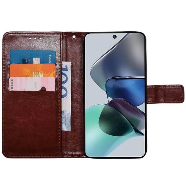 Lompakkokotelo 3-kortti Motorola Moto G23 - Ruskea
