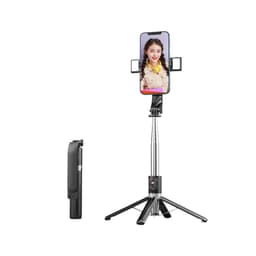 Justerbar selfiestick / tripod med LED-ljus 140 cm Svart