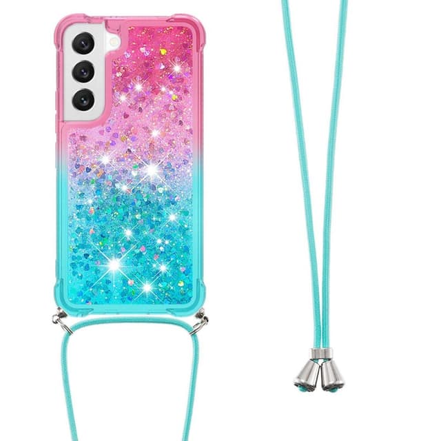 SKALO Samsung S23 Kvicksand Glitter Mobile Collar - Pink-Turkis