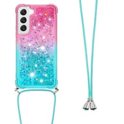SKALO Samsung S23 Kvicksand Glitter Mobilhalsband - Rosa-Turkos
