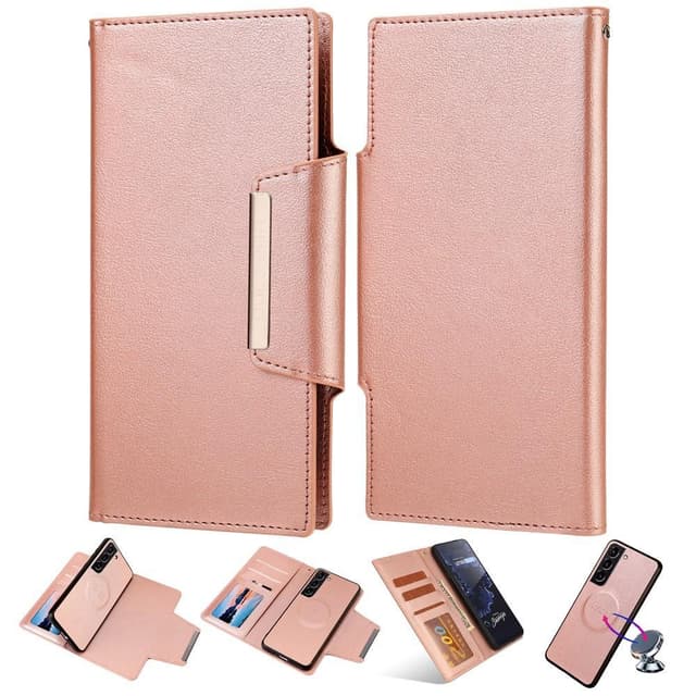SKALO Samsung S23 Plus DOLIZMA 2 i 1 magnetisk pungetui - Rosa guld
