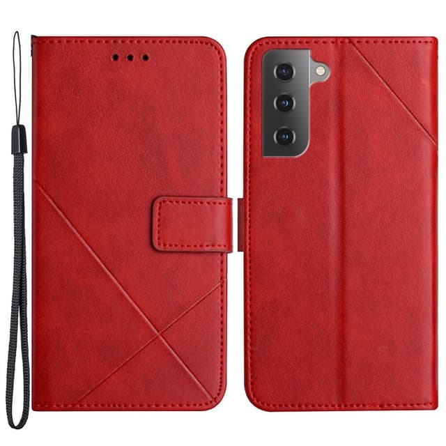 SKALO Samsung S23 Embossed Plånboksfodral i PU-Läder - Röd