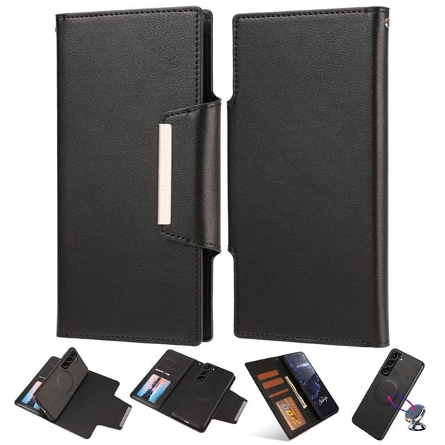 SKALO Samsung S23 DOLIZMA 2 in 1 magneettinen lompakkokotelo - Musta