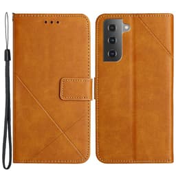 SKALO Samsung S23 Embossed Plånboksfodral i PU-Läder - Ljusbrun