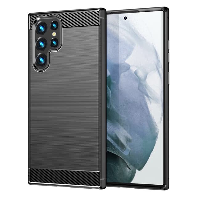 SKALO Samsung S23 Ultra Armor Carbon Iskunkestävä TPU suojakuori - Musta