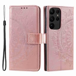 SKALO Samsung S23 Ultra Mandala lompakkokotelo - Ruusukulta