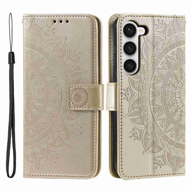 SKALO Samsung S23 Plus Mandala lompakkokotelo - Kulta