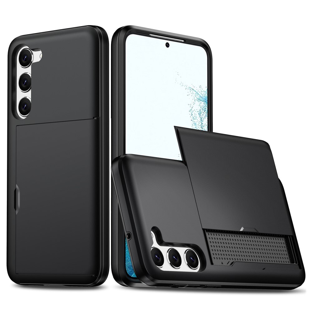 SKALO Samsung S23 Plus Armor Suojakuori korttikotelo - Musta